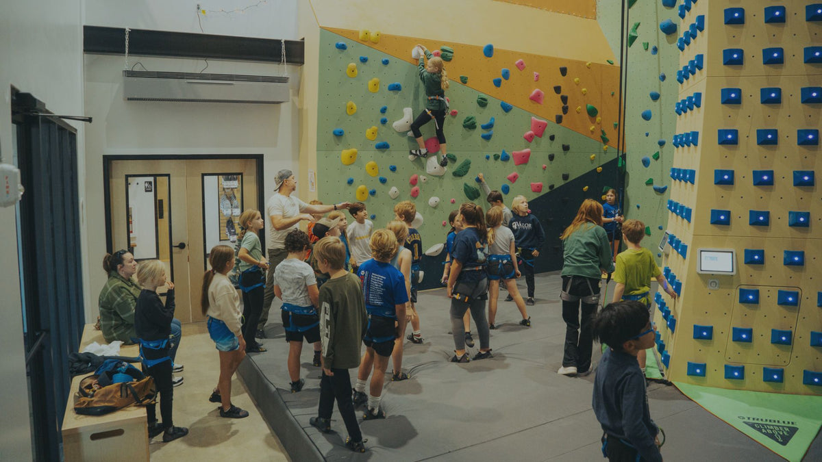 Kids climbing at Basin Climbing and Fitness in Waco
